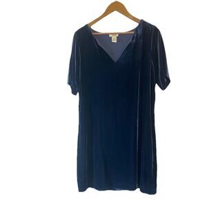Sundance Velvet Dress M Navy Silk Blend V Neck Stretch Boho Holiday Quiet Luxury